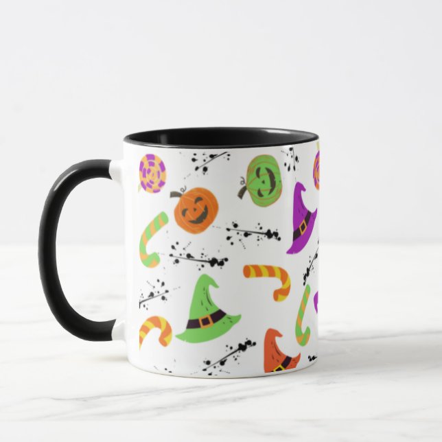 Fun Halloween Gemusterter Hintergrund Tasse (Links)