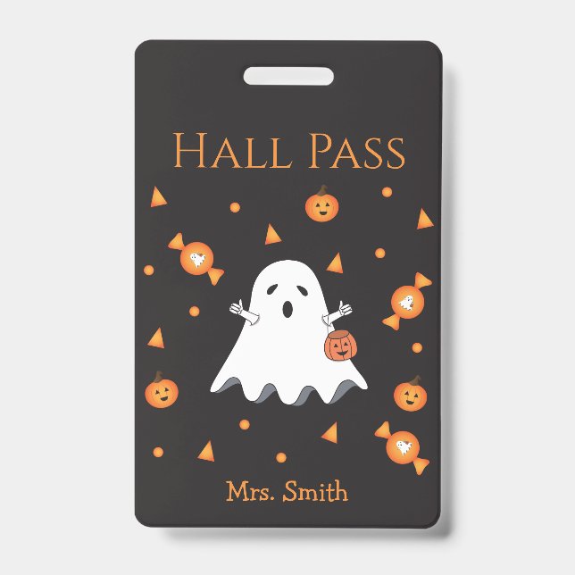 Fun Halloween Ghost Hall Pass Ausweis (Vorderseite)