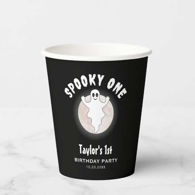 Fun Halloween Ghost Spooky Erster 1. Geburtstag Pappbecher (Vorderseite)