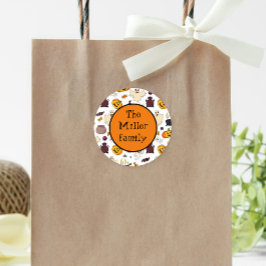 Fun Halloween Illustrations Personalisiert Monogra Runder Aufkleber