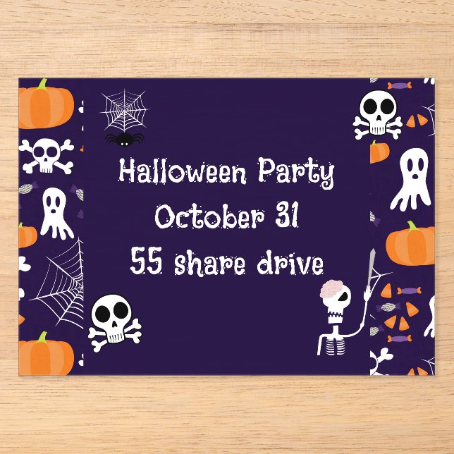 Fun Halloween Pattern Acryleinladungen (Vorderseite)