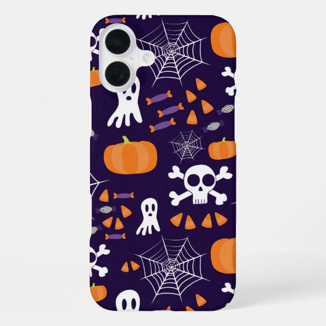 Fun Halloween Pattern iPhone 16 Plus Hülle (Rückseite)