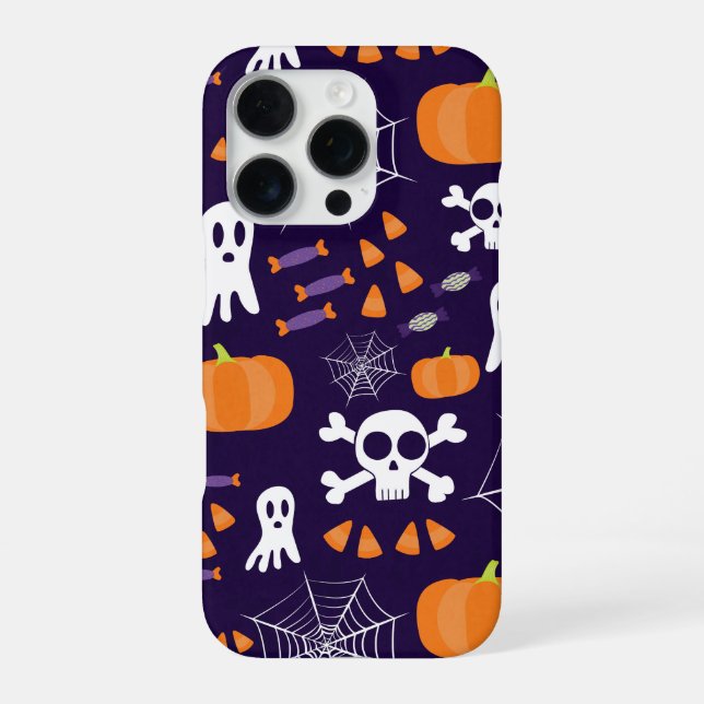 Fun Halloween Pattern iPhone 16 Pro Hülle (Rückseite)