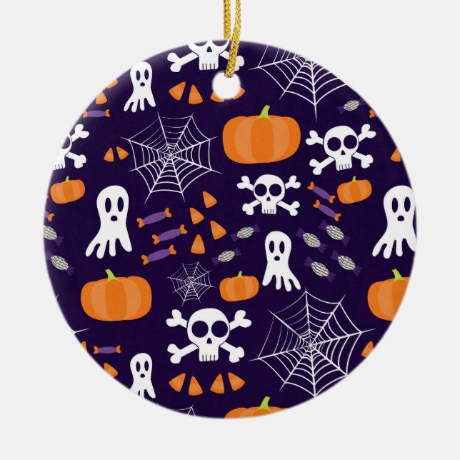 Fun Halloween Pattern Keramik Ornament (Vorne)