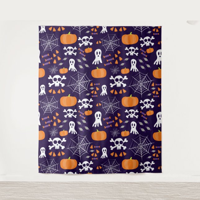 Fun Halloween Pattern Wandteppich (Vorderseite)