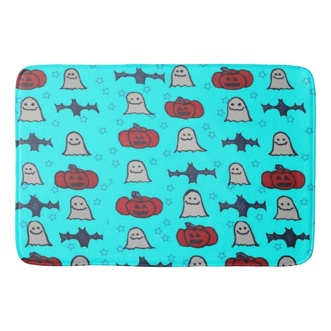 Fun Halloween Print on Blue Badematte (Vorderseite)