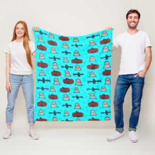 Fun Halloween Print on Blue Fleecedecke