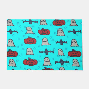 Fun Halloween Print on Blue Fußmatte