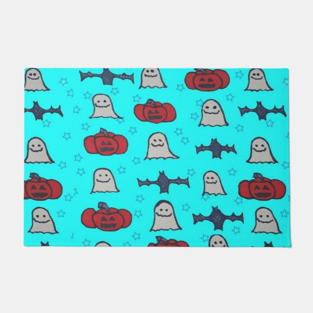 Fun Halloween Print on Blue Fußmatte (Vorderseite)