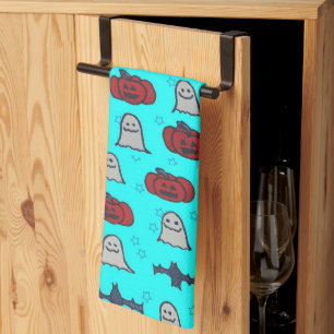 Fun Halloween Print on Blue Geschirrtuch