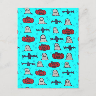 Fun Halloween Print on Blue Postkarte