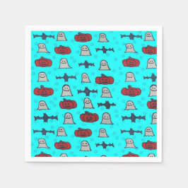 Fun Halloween Print on Blue Serviette