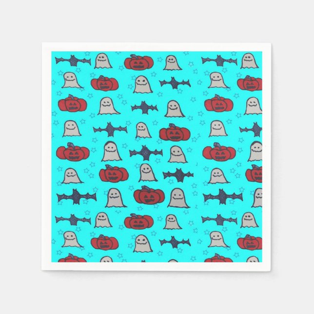 Fun Halloween Print on Blue Serviette (Vorderseite)