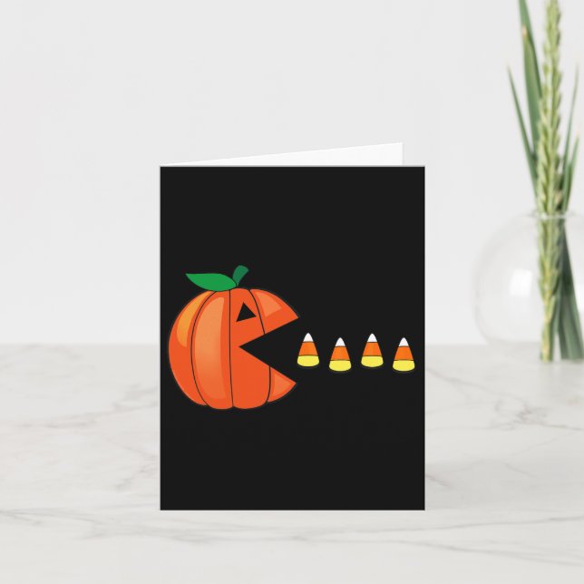 Fun Halloween Pumpkin Eating Candy Corn Karte (Vorderseite)