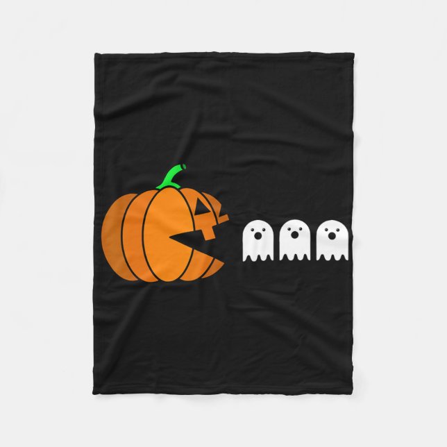 Fun Halloween Pumpkin Eating Ghost Fleecedecke (Vorderseite)