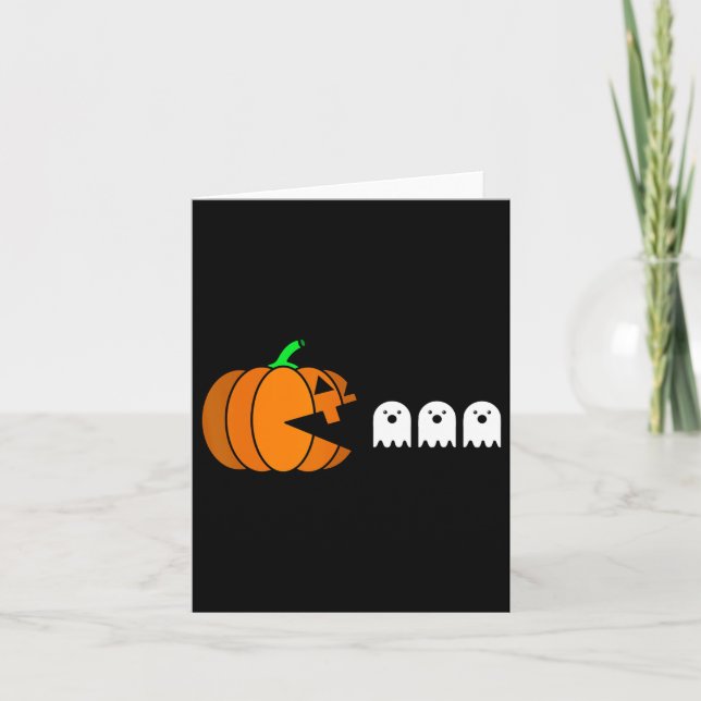 Fun Halloween Pumpkin Eating Ghost Karte (Vorderseite)