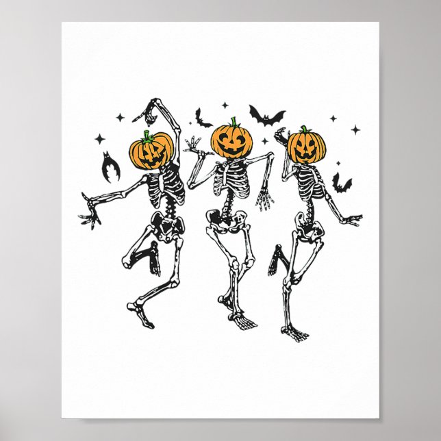 Fun Halloween Pumpkin tanzen Skeleton Kostüm Wom Poster (Vorne)