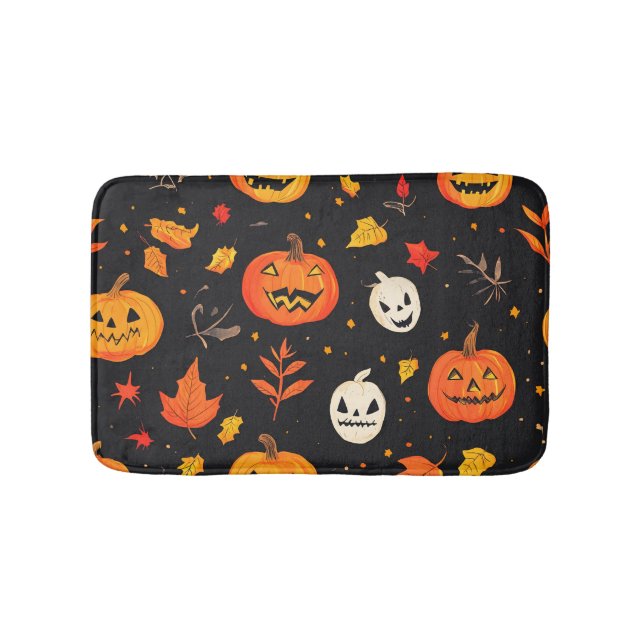 Fun Halloween Pumpkin und Blätter drucken Badematte (Vorderseite)