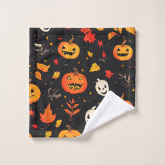 Fun Halloween Pumpkin und Blätter drucken Badhandtuch Set