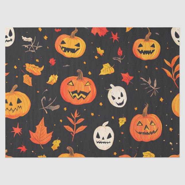 Fun Halloween Pumpkin und Blätter drucken Seidenpapier (Vorderseite)