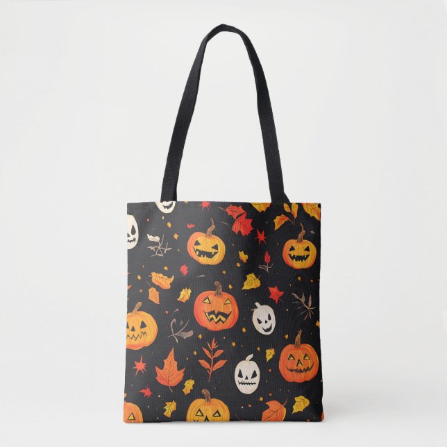Fun Halloween Pumpkin und Blätter drucken Tasche (Vorderseite)
