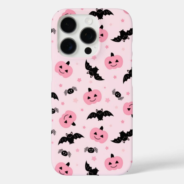 Fun Halloween Pumpkins und Bat Pattern iPhone 16 Pro Hülle (Rückseite)