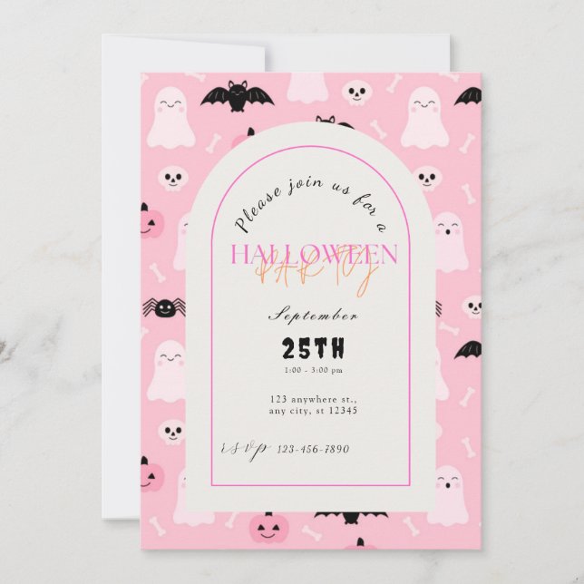 Fun Halloween Pumpkins und Bat Themenparty Einladung (Vorderseite)
