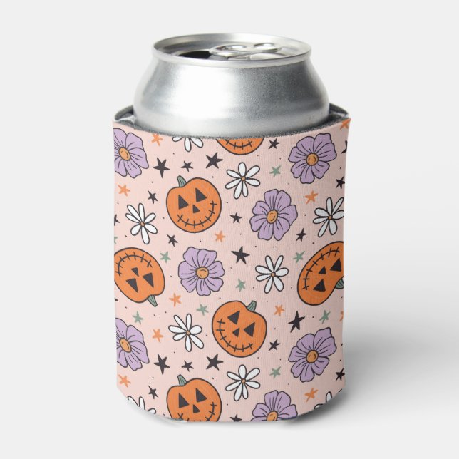 Fun Halloween Pumpkins und Blume Muster Dosenkühler (Kanne Vorderseite)