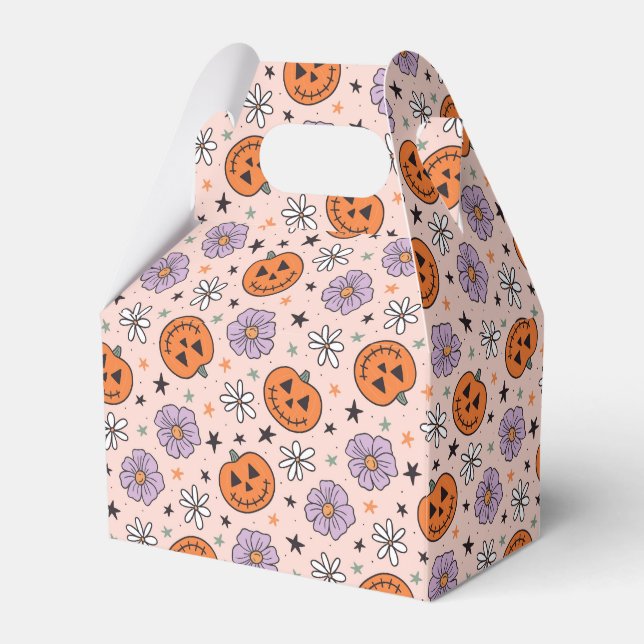 Fun Halloween Pumpkins und Blume Muster Geschenkschachtel (Vorderseite)