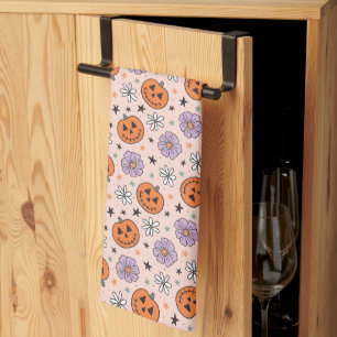 Fun Halloween Pumpkins und Blume Muster Geschirrtuch