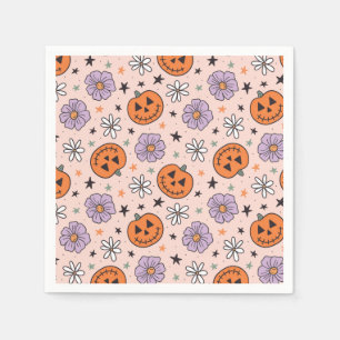 Fun Halloween Pumpkins und Blume Muster Serviette