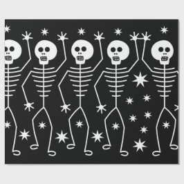 FUN HALLOWEEN SKELETONS Wrapping Paper with STARS Geschenkpapier