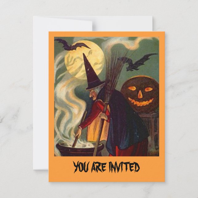 FUN HALLOWEEN WITCH INVITATION ~ EZ TO CUSTOMIZE! EINLADUNG (Vorderseite)