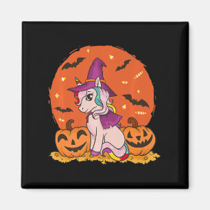 Fun Halloween Witchy Unicorn Niedlich Hexenkürbis Magnet
