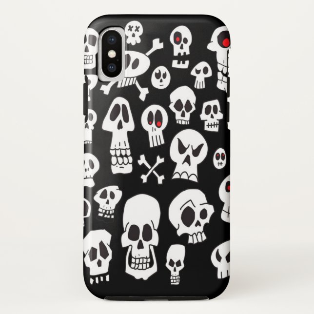 Fun Hand Drawn Cartoon Skulls Case-Mate iPhone Hülle (Rückseite)
