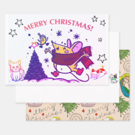 FUN HAND DRAWN CHRISTMAS WRAPPING SHEETS GESCHENKPAPIER SET