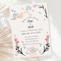 Fun Hand Drawn Cupid Wildblume Scribble Wedding