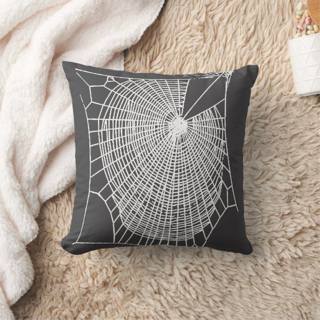 Fun Hand gezeichnet scharfe Halloween Cobweb weiß Kissen (Decke)