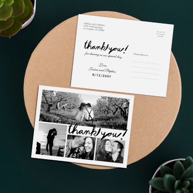 Fun Handwrite 4 Foto Collage Danke Postcard Postkarte (Von Creator hochgeladen)