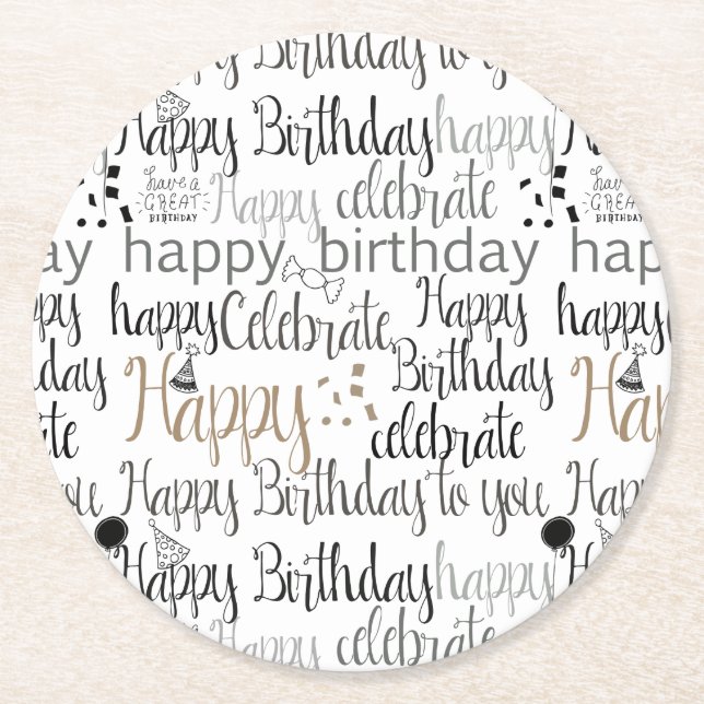 Fun Happy Balloons Birthday Runder Pappuntersetzer (Vorderseite)
