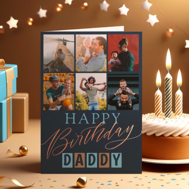 Fun Happy Birthday Daddy 6 Foto Collage Karte (Von Creator hochgeladen)
