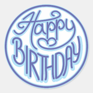 Fun Happy Birthday Design Classic Round Sticker