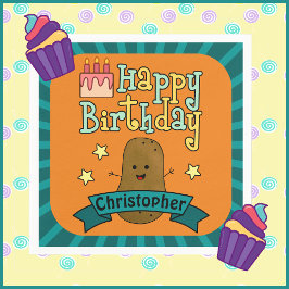 Fun Happy Birthday Potato Personalisiert Serviette