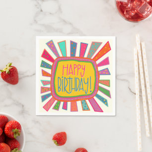 Fun Happy Birthday Rays Inspirivity Napkins Serviette
