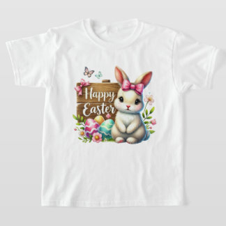 Fun Happy Easter bunny girls  T-Shirt