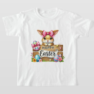 Fun Happy Easter bunny girls  T-Shirt