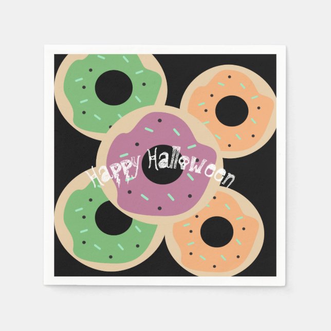 Fun Happy Halloween Mattiert Sprinkle Donuts Serviette (Vorderseite)