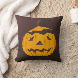 Fun Happy Halloween Pumpkin Crow Kissen