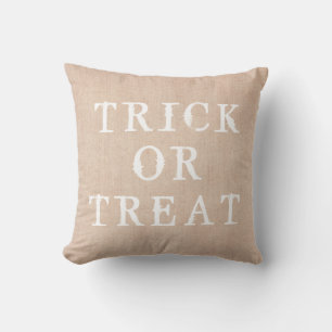 Fun Happy Halloween Trick oder Treat Burlap Kissen