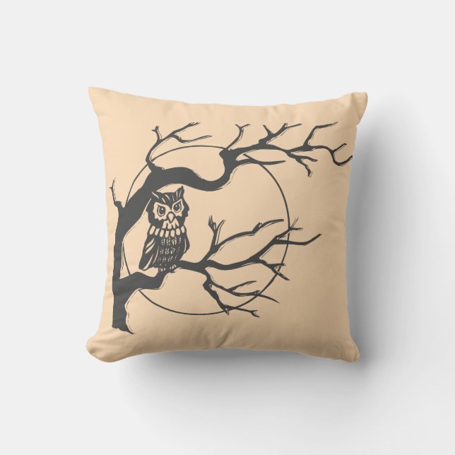 Fun Happy Halloween Trick oder Treat Owls Kissen (Vorderseite)